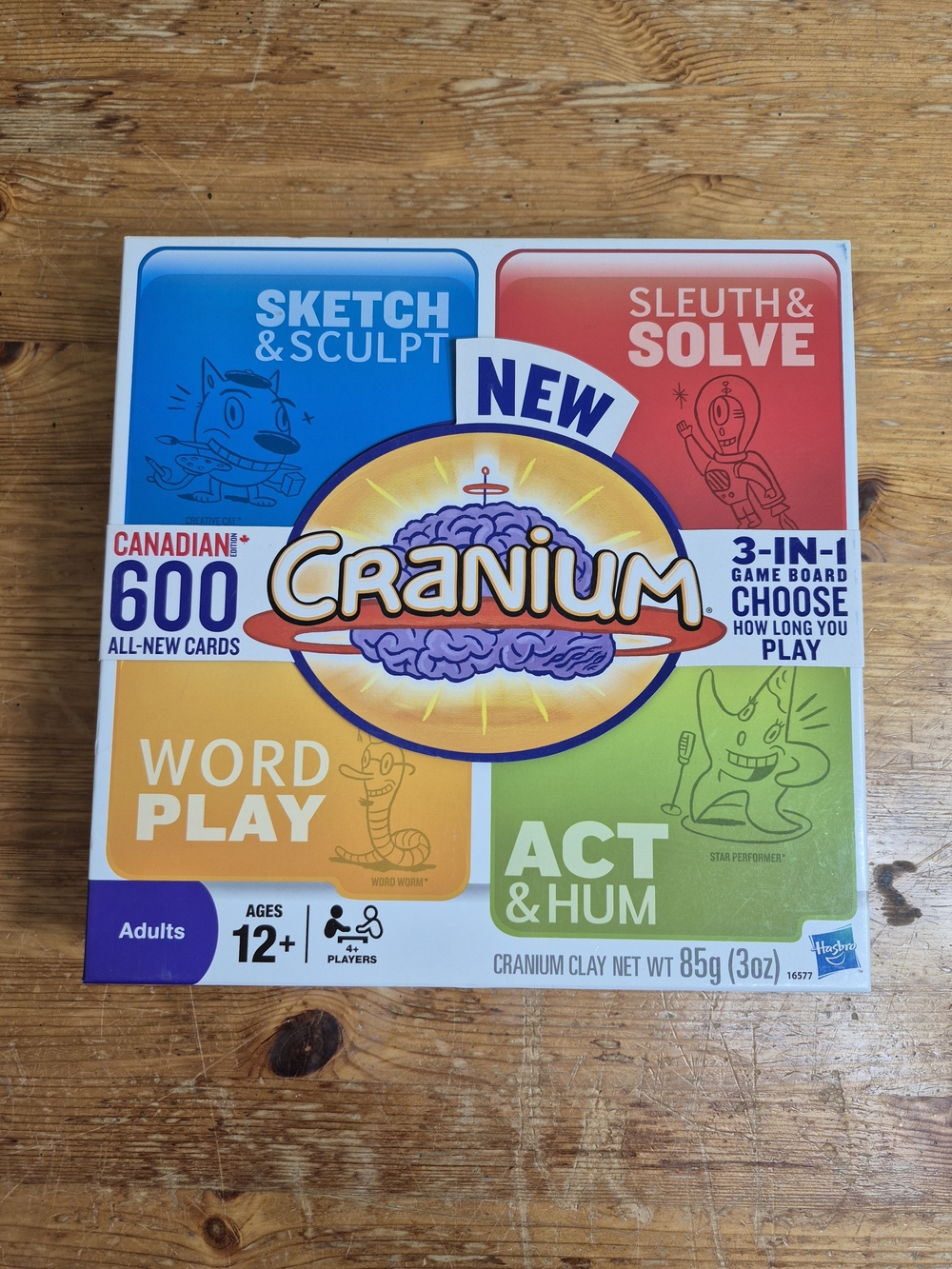CRANIUM Hasbro 3-In-1 Sketch Sculpt Sleuth Solve Play Act 2009 NIB 12+ Complete